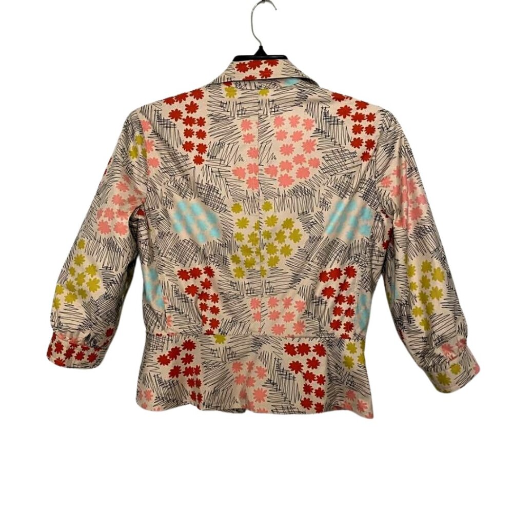 Marc Jacobs Colorful Daisy Floral Print Short Blazer Jacket Cotton Stretch - Picture 4 of 13
